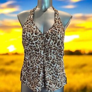 💟💎Liz Claiborne Leopard Print Halter Tank Top